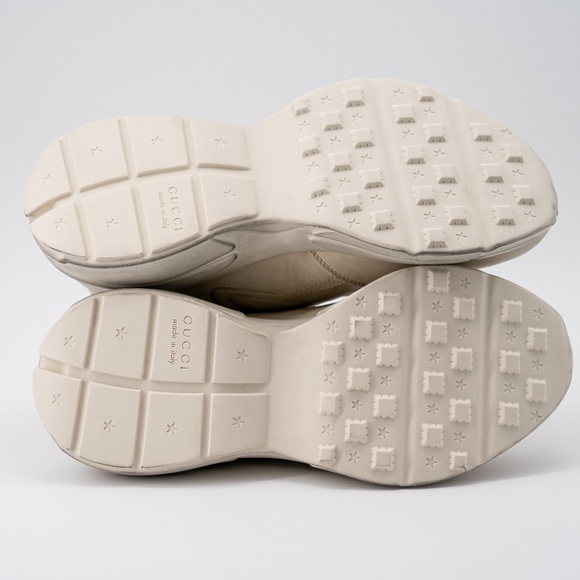 size 12G - Gucci Rhyton Distressed Sneaker Ivory Leather - Picture 4 of 12